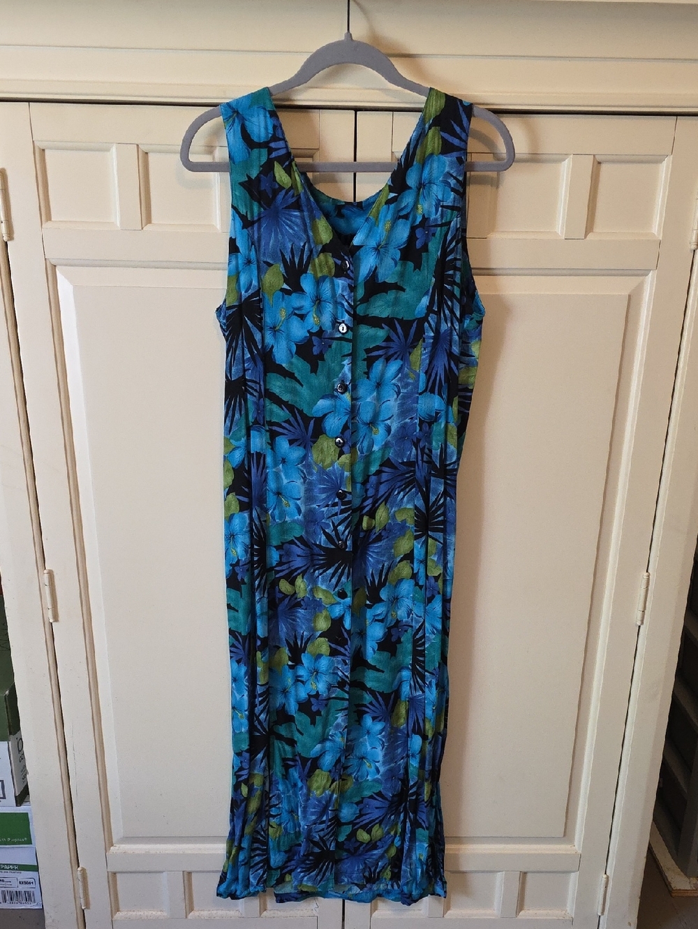Erika Blue & Green Tropical Maxi Dress